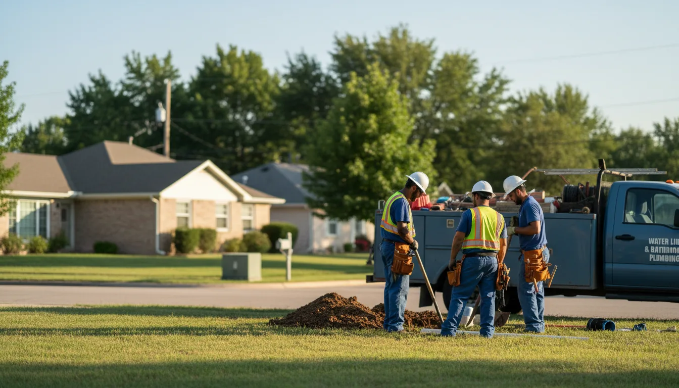 Residential water line and bathroom plumbing service in Dibble, OK